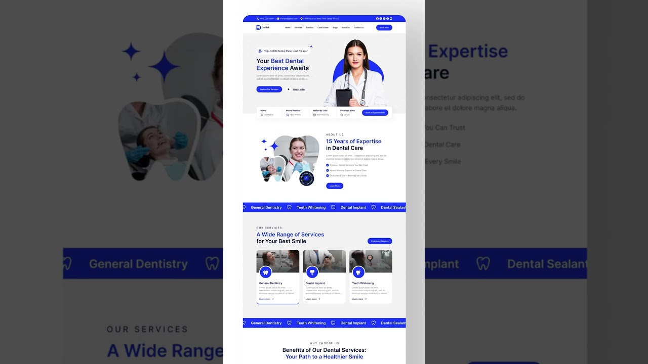 Dentist and Dental Clinic Website UIUX Design | Figma | Web Design | UIUX Design | UI Design | UX