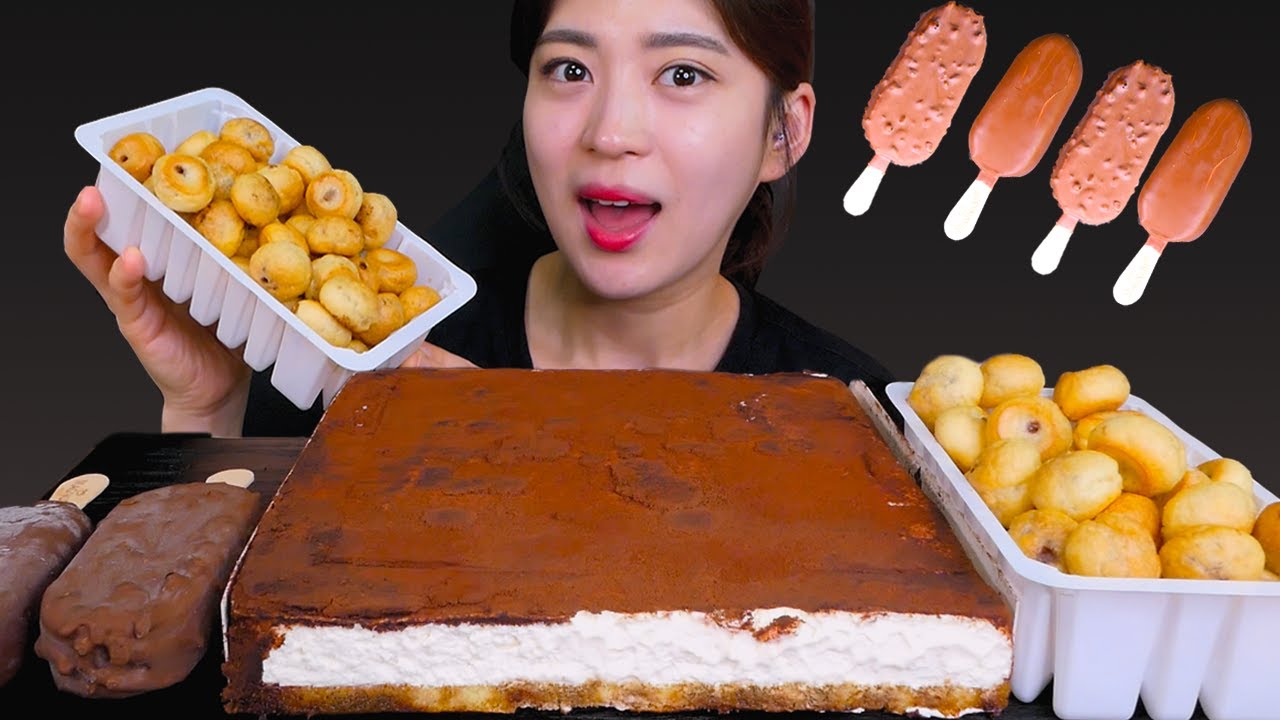 🥧Giant Tiramisu😍 시루떡 아님 티라미슈임 ㅋㅋ🤣 [Tiramisu, Ice cream, Chocoball, Americano] Mukbang