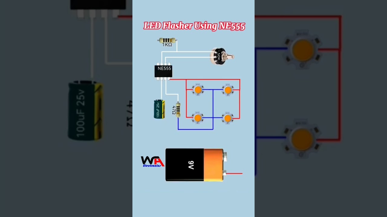 Led Flasher Circuit Using Ne555 Ic.. #3danimation #3delectronics #ne555