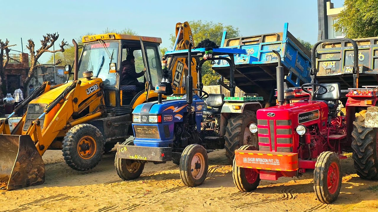 JCB 3dx Backhoe Machine Loading Mud Tractor's | Mahindra Tractor, New Holland Tractor and Thar Car