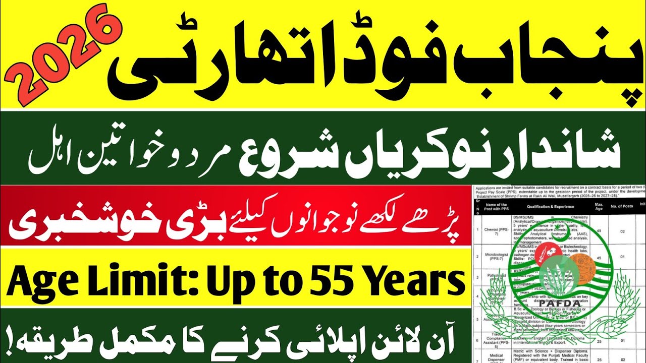 Punjab Food Authority Jobs 2026 | Apply Online for PAFDA Jobs 2026 | Latest Government Jobs 2026