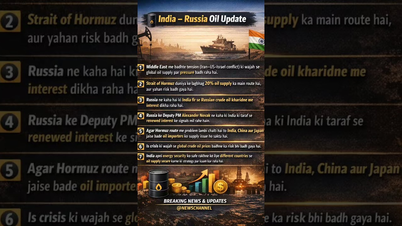 Middle East Crisis ke beech India badha sakta hai Russian Oil Import! 🛢️ | Global Oil Alert