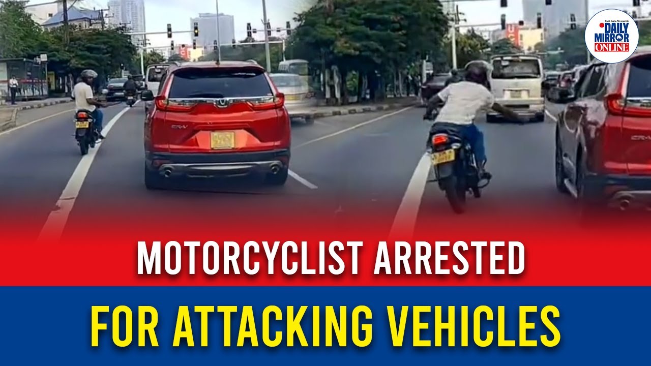 Motorcyclist arrested for attacking vehicles