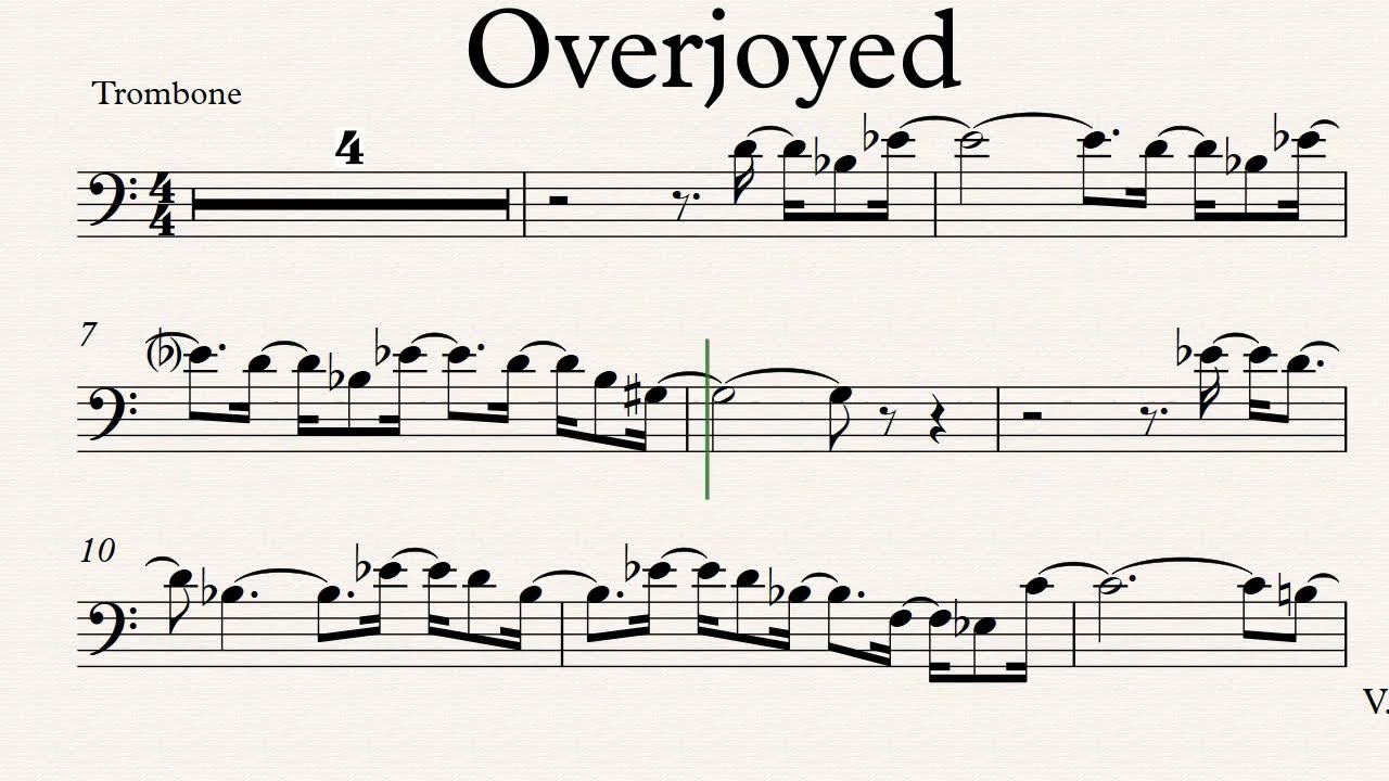 Overjoyed Trombone Play along Sheet Music