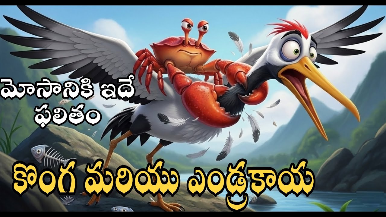 కొంగ మరియు ఎండ్రకాయ కథ 🦩🦀 | Panchatantra Moral Story in Telugu | Kids Animated Story