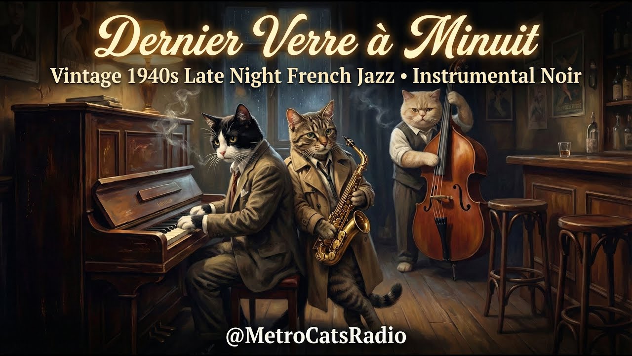 Dernier Verre à Minuit à Paris 🇫🇷 1940s French Late Night Jazz | Metro Cats Radio