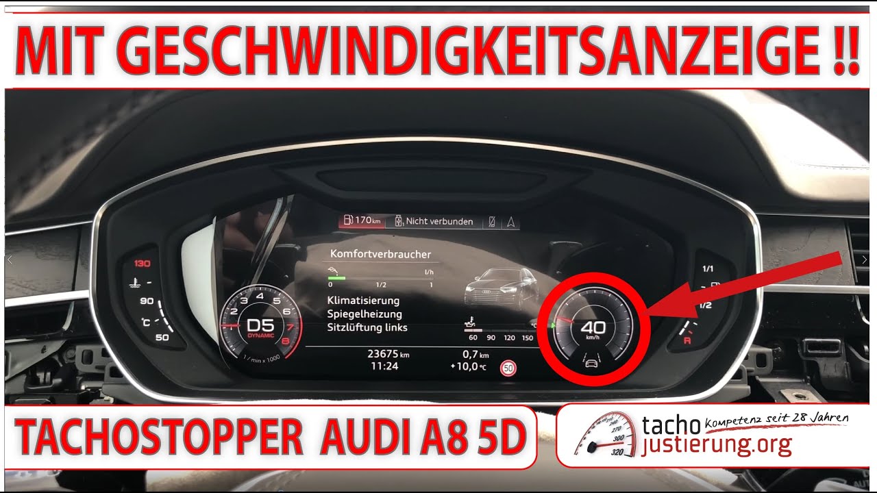 Tachostopper Audi A8 Typ D5 active info display | tachojustierung.org