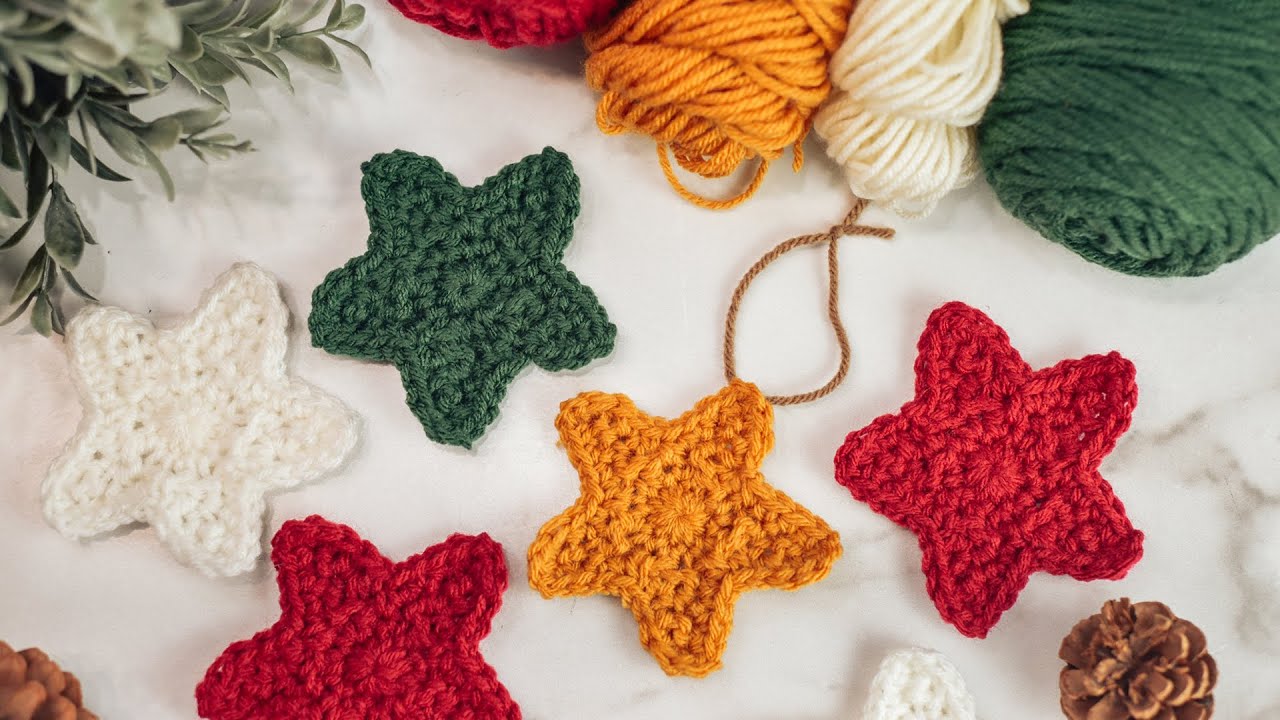 How to Crochet a Star - Crochet Star Appliqué and Tree Ornament Tutorial