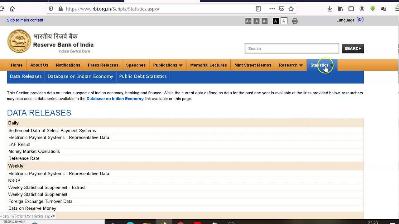 How to download RBI statistics In Execel & PDF, RBI Statistics, Annual reports.