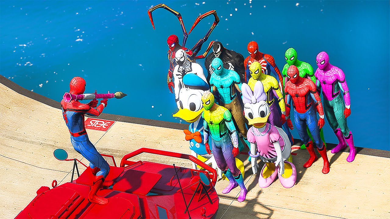 GTA 5 Crazy Ragdolls Spiderman VS Donald Duck (Funny Moments & Fails) ep.[4]