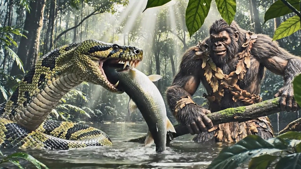 Titanoboa vs Prehistoric Man | Dangerous Fish Hunting Battle