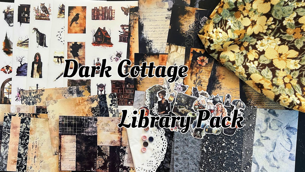 Dark Cottage Library Pack from Soto Studios| Collage Paper, Sticker| Scrapbook Craft Supplies
