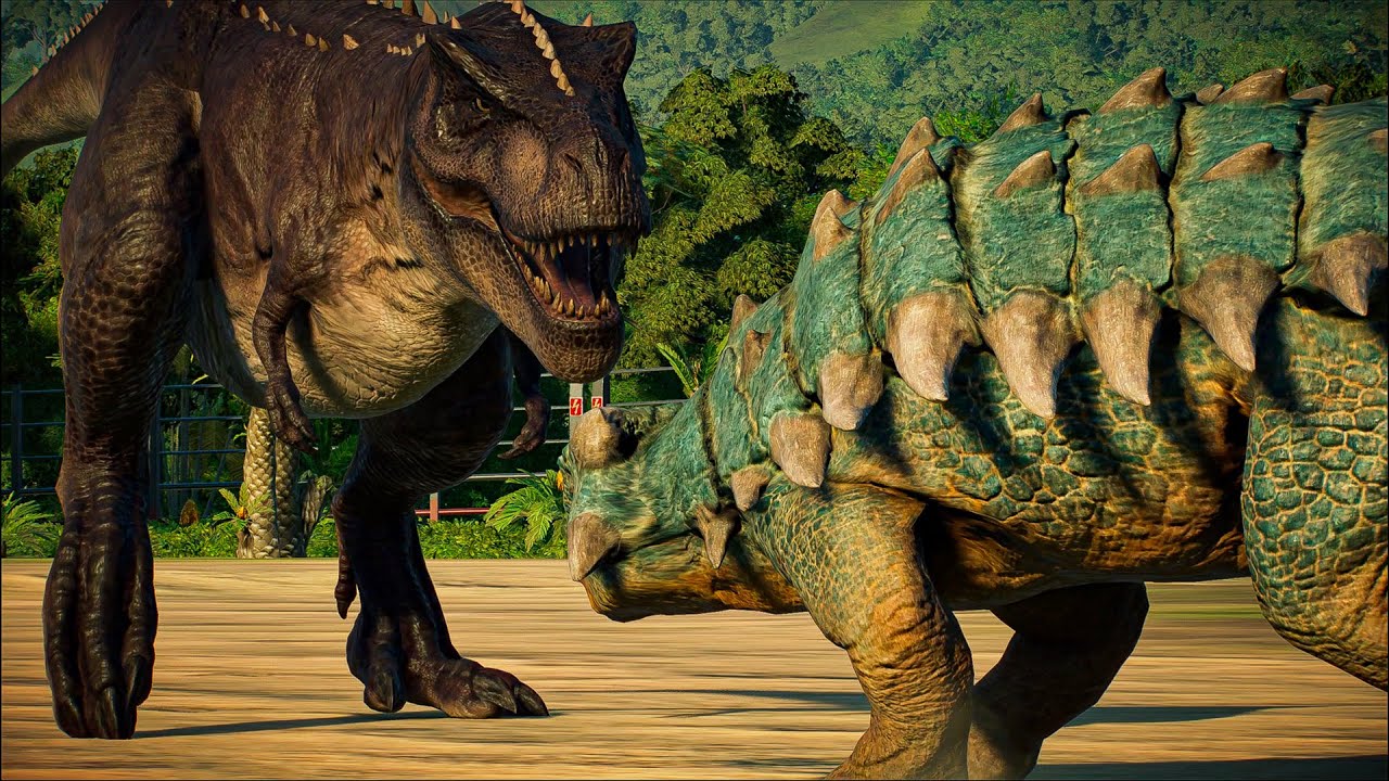 CAMP CREATCEOUS TARBOSAURUS VS ( BUMPY, TORO, PIERCE) FIGHT | Jurassic World Evolution 2