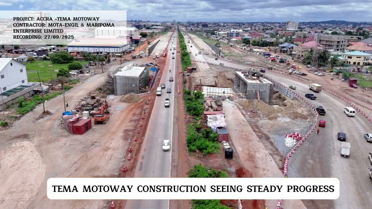 Progress report on Tema motorway project. The work is seeing steady progress