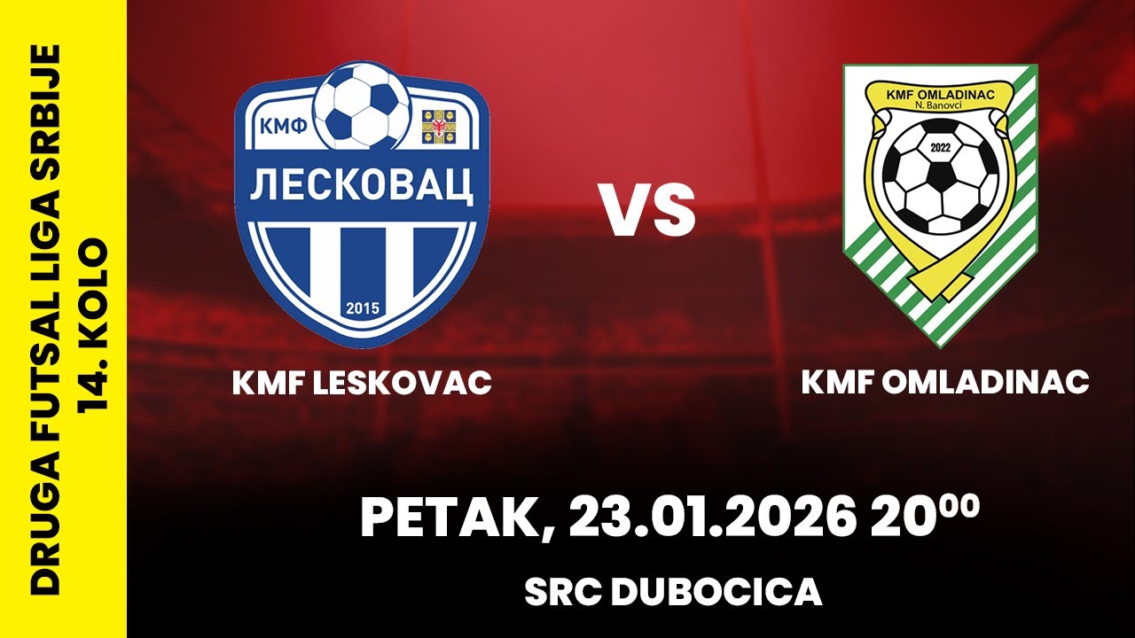 UŽIVO | KMF Leskovac vs KMF Omladinac | Druga liga Srbije 2025/26 – 14. kolo | SPORTJUG​