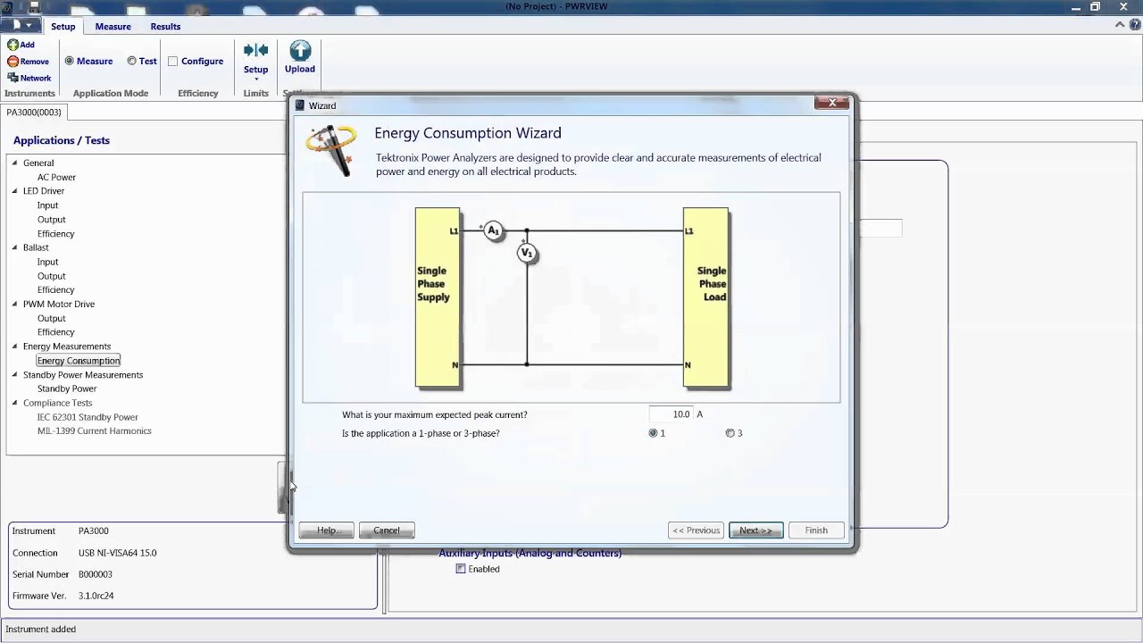 Energy Consumption Measurement Using PA3000 Power Analyzer