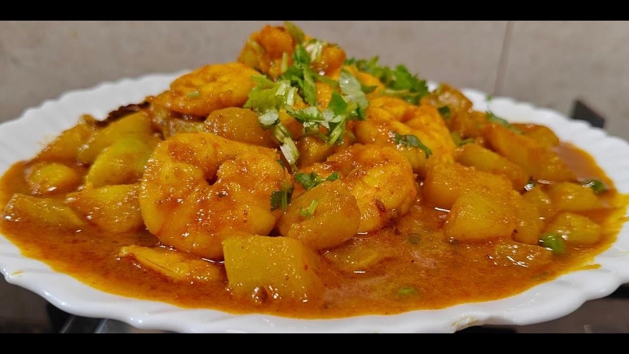 ওলকপি চিংড়ি মাছের ডালনা! Kohlrabi with Prawn Curry!