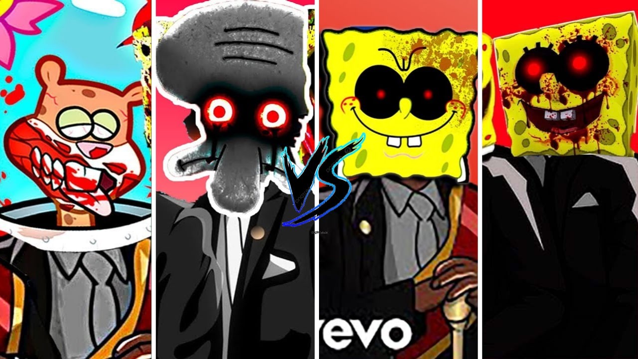 SpongeBob SquarePants vs Squidward Tentacles vs Patrick Star vs Mr crabs Tiles hop