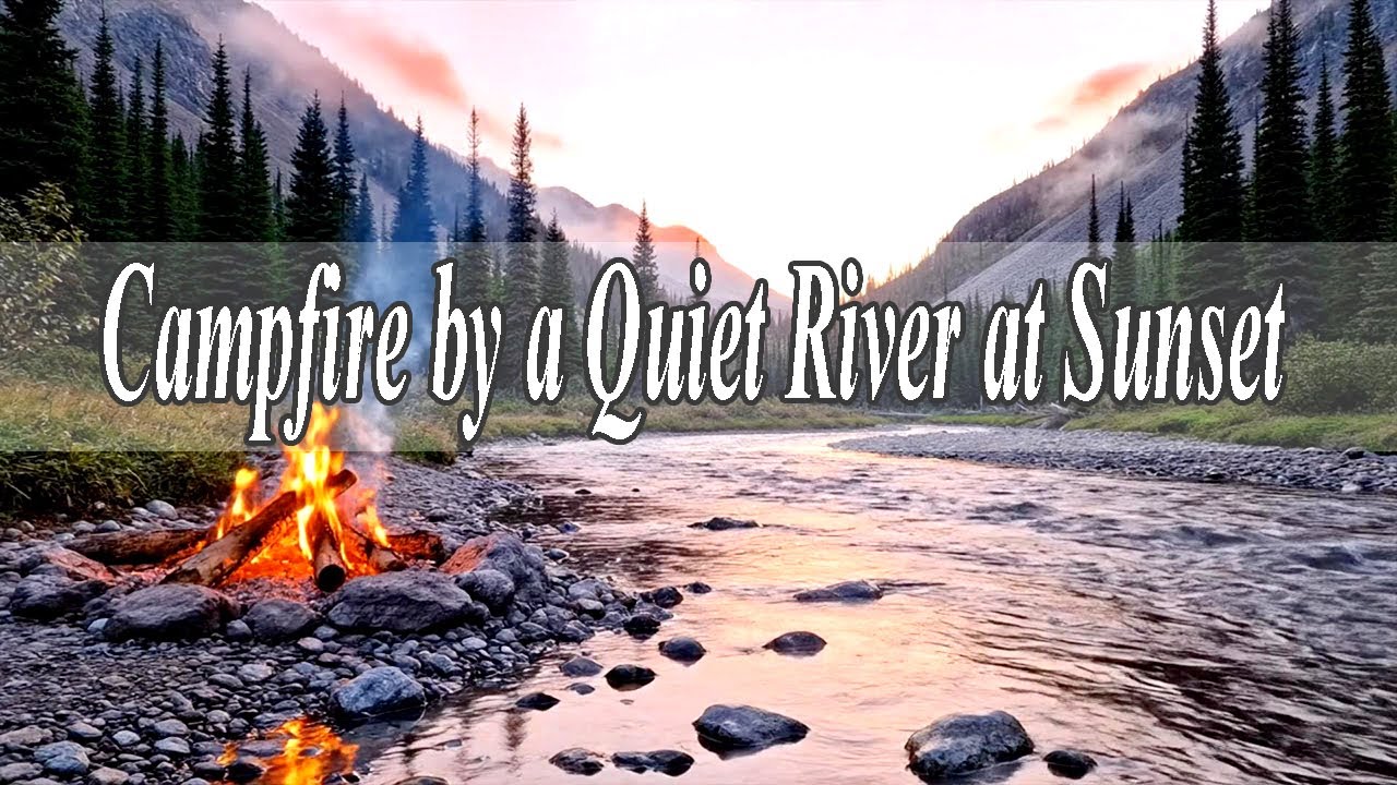 Campfire by a Quiet River at Sunset  Deep Relaxation and Calm