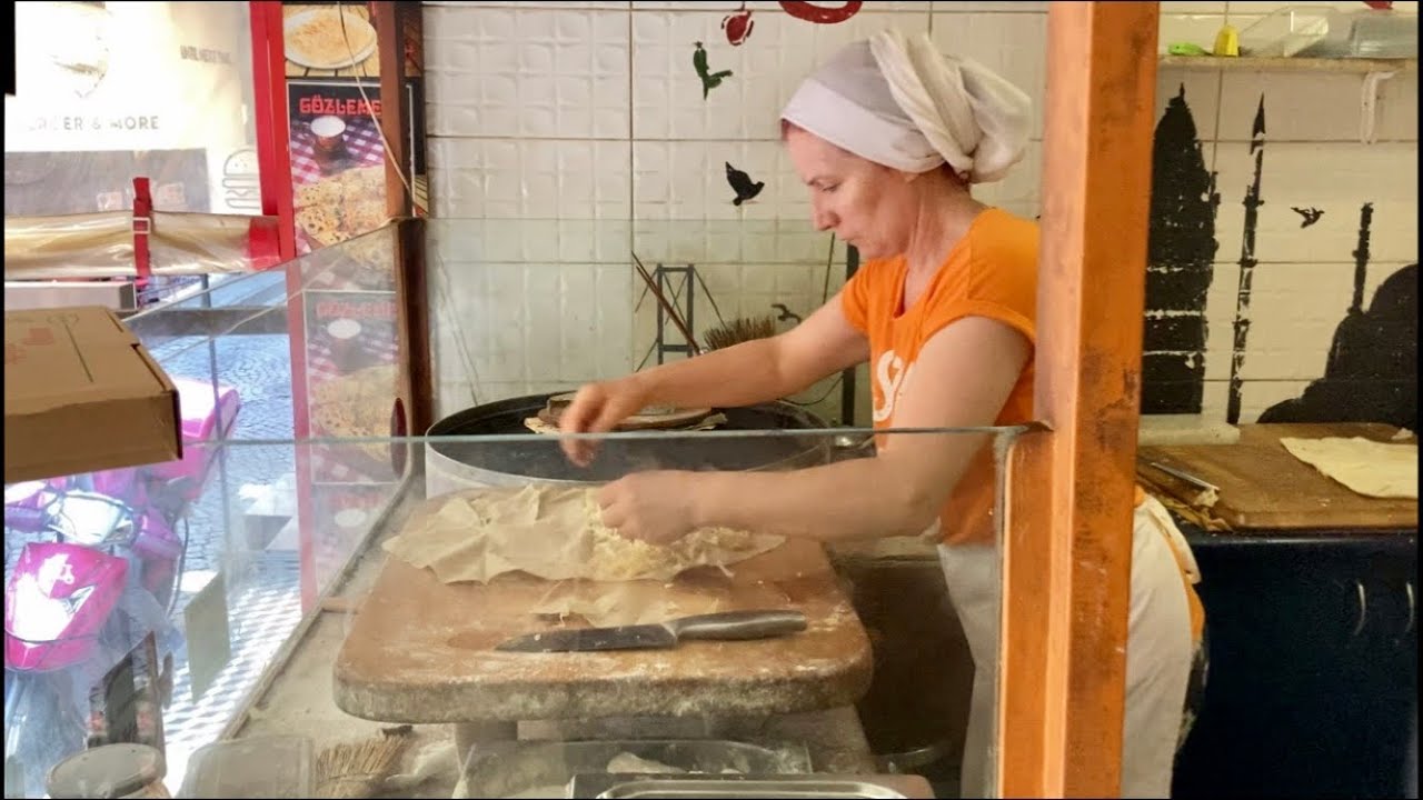 Турецкие лепешки (гезлеме) | турецкая уличная еда