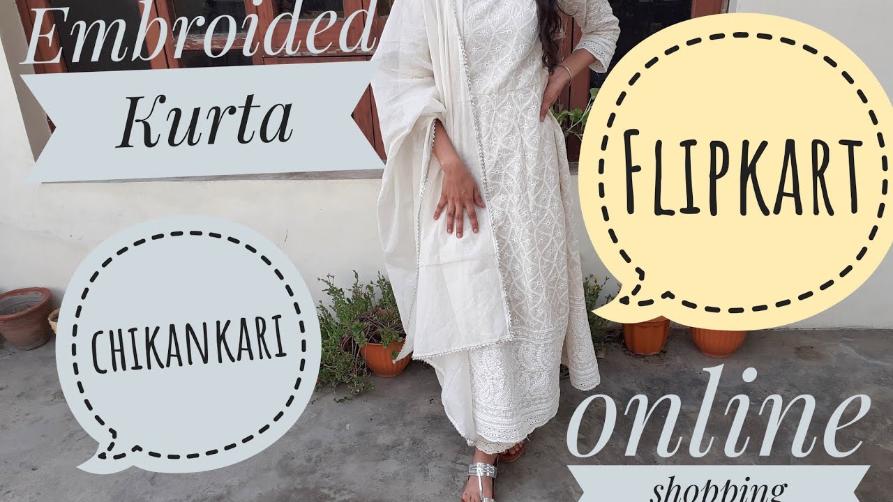 Off white Kurta and Dupatta set| chikankari Kurta | flipkart shopping| online shopping