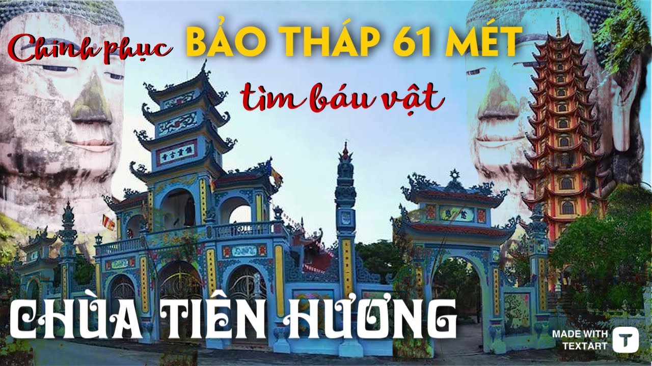 Bảo tháp 13 tầng cao ngất chứa xá lợi Phật tại chùa Tiên Hương Phủ Dầy