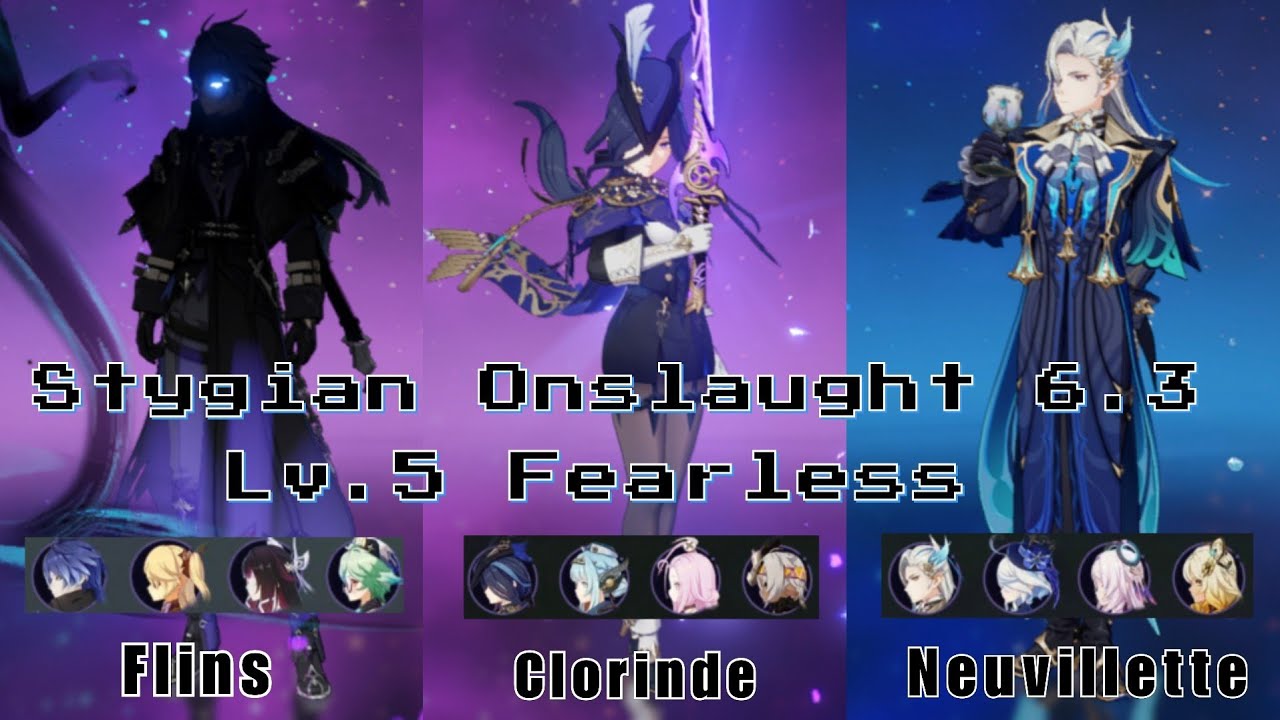 Stygian Onslaught 6.3 Fearless | Flins | Clorinde | Neuvillette | Genshin Impact Mobile.