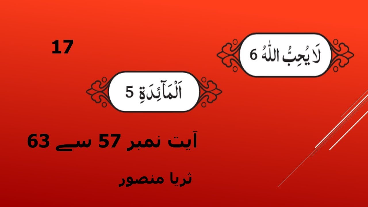 Ayat 57  63  Al Maaida word to word Translation by Surraya Mansoor