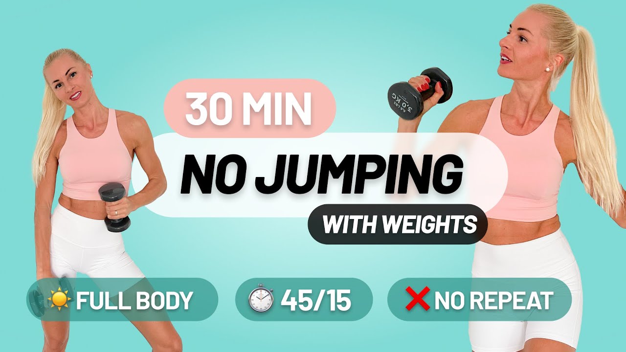 30 Min INTENSE Full Body HIIT Workout with Weights - No Jumping, No Repeat, Dumbbells, Home Workout