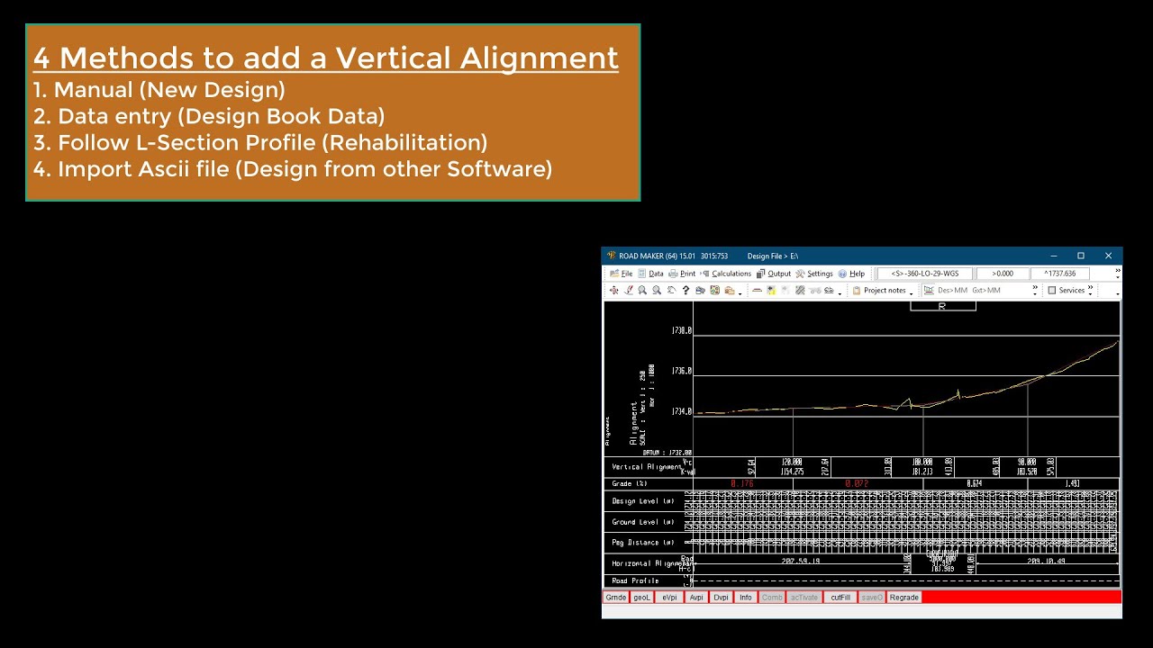 Road vertical alignment design