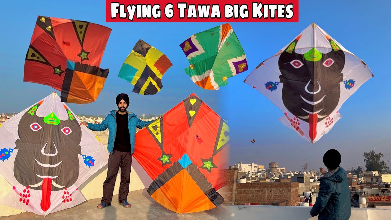 FLYING 6 TAWA BIG KITES WITH FRIENDS ON SUNDAY 🔥 PATANGBAAZI IN AMRITSAR✌🏻 6 Tawa Kites ..