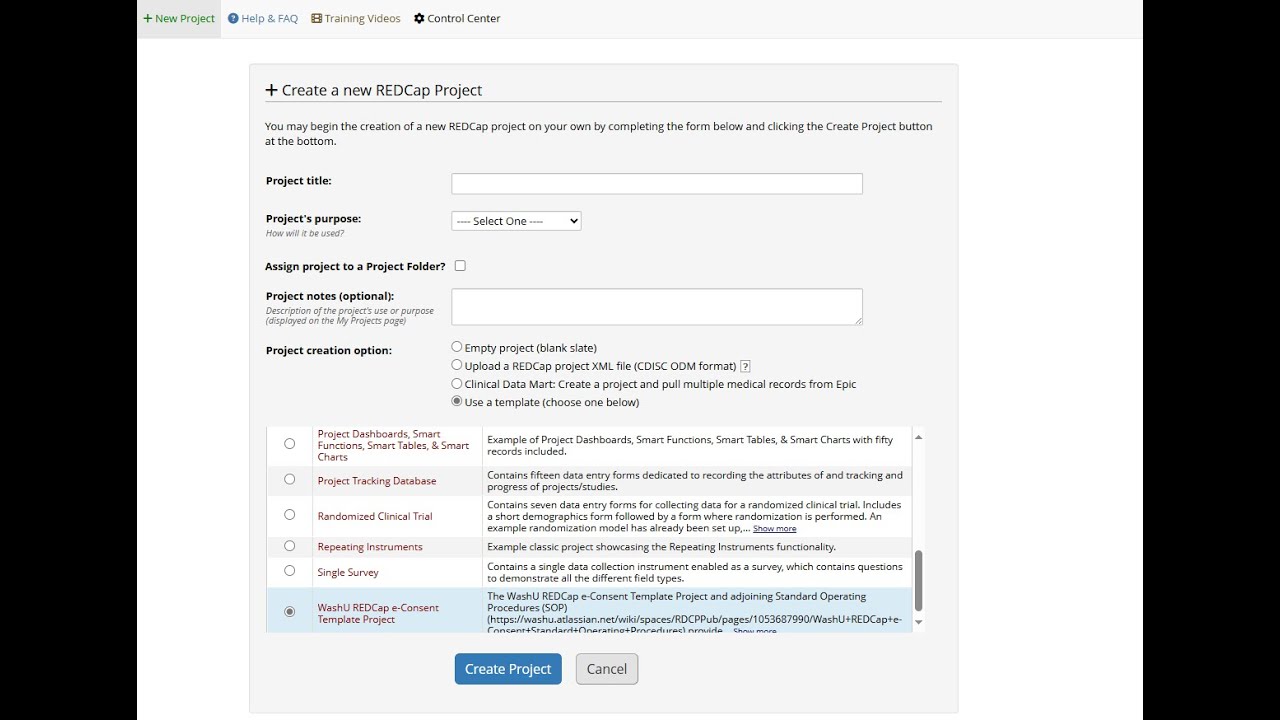 Create REDCap e Consent Project