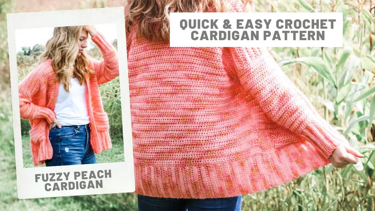 Easy Crochet Pattern - Fuzzy Peach Cardigan