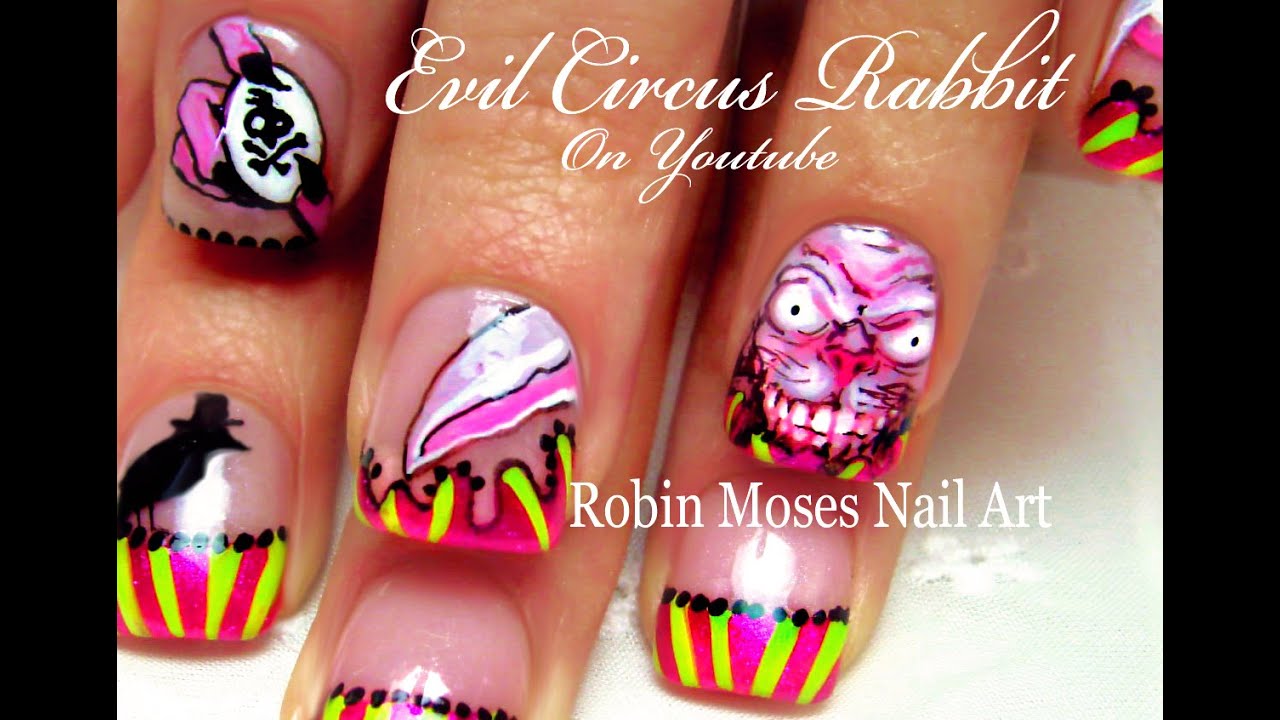 DIY Circus Nails | Scary Rabbit Nail Art Design