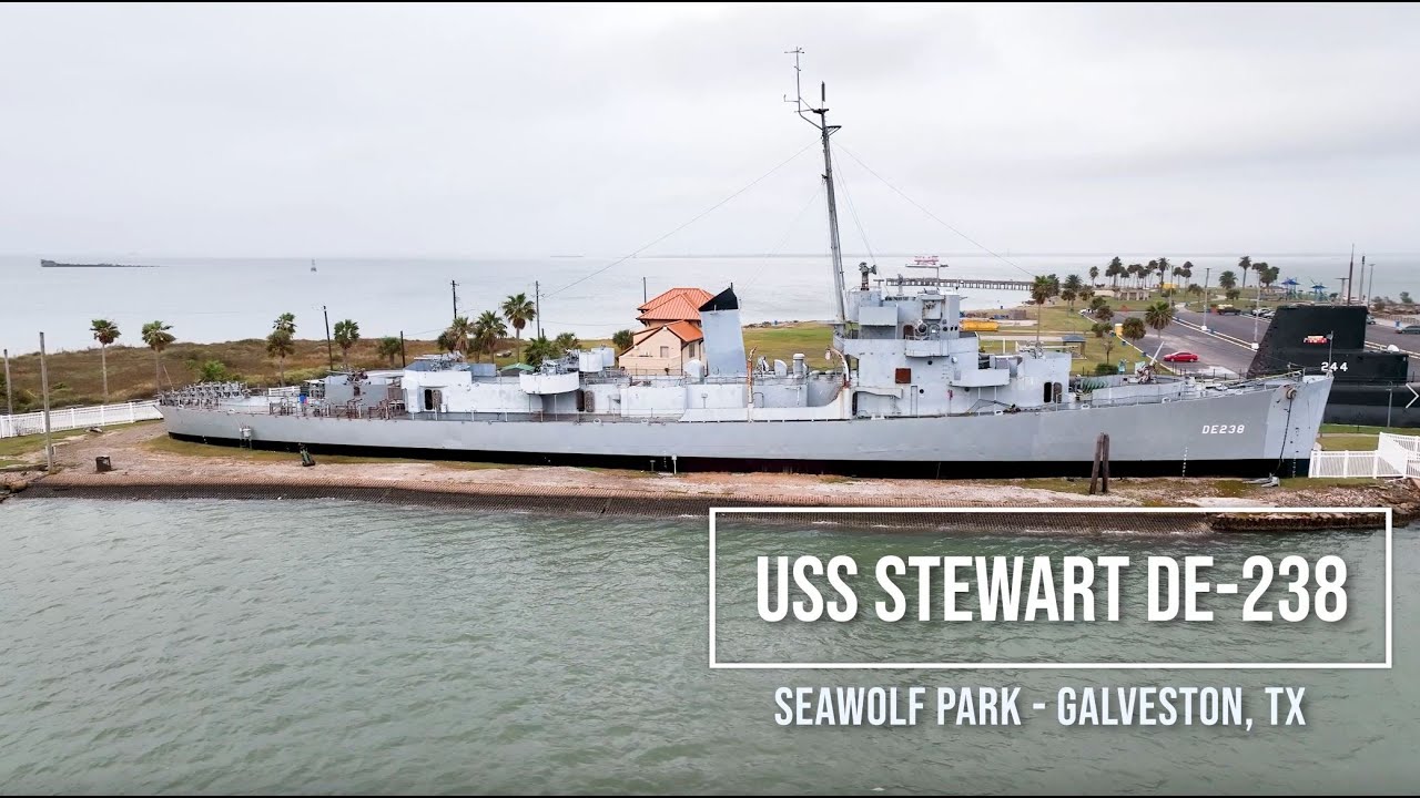 Navy Destroyer Escort USS Stewart DE-238  Inside and Out Tour at Seawolf Park Galveston Texas