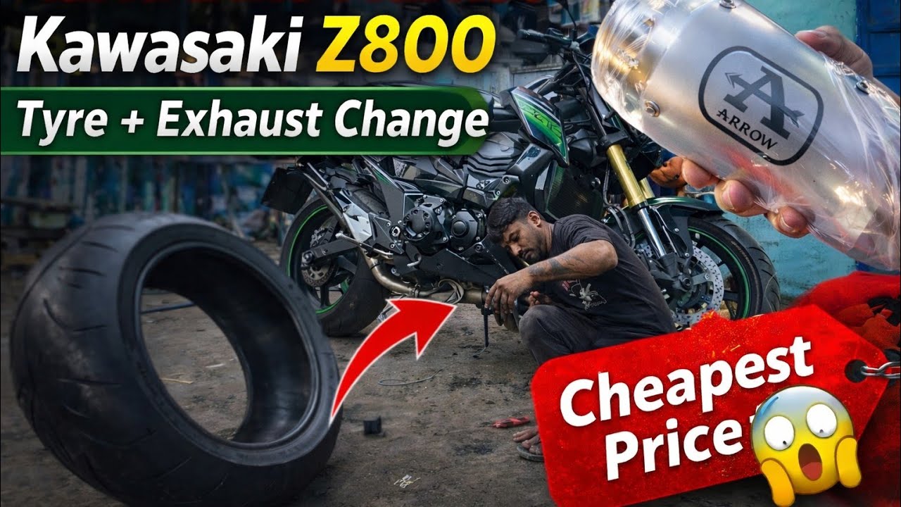 Kurla Bike Market 🔥 Kawasaki Z800 Tyre + Exhaust Change 😱 Cheapest Upgrade Ever