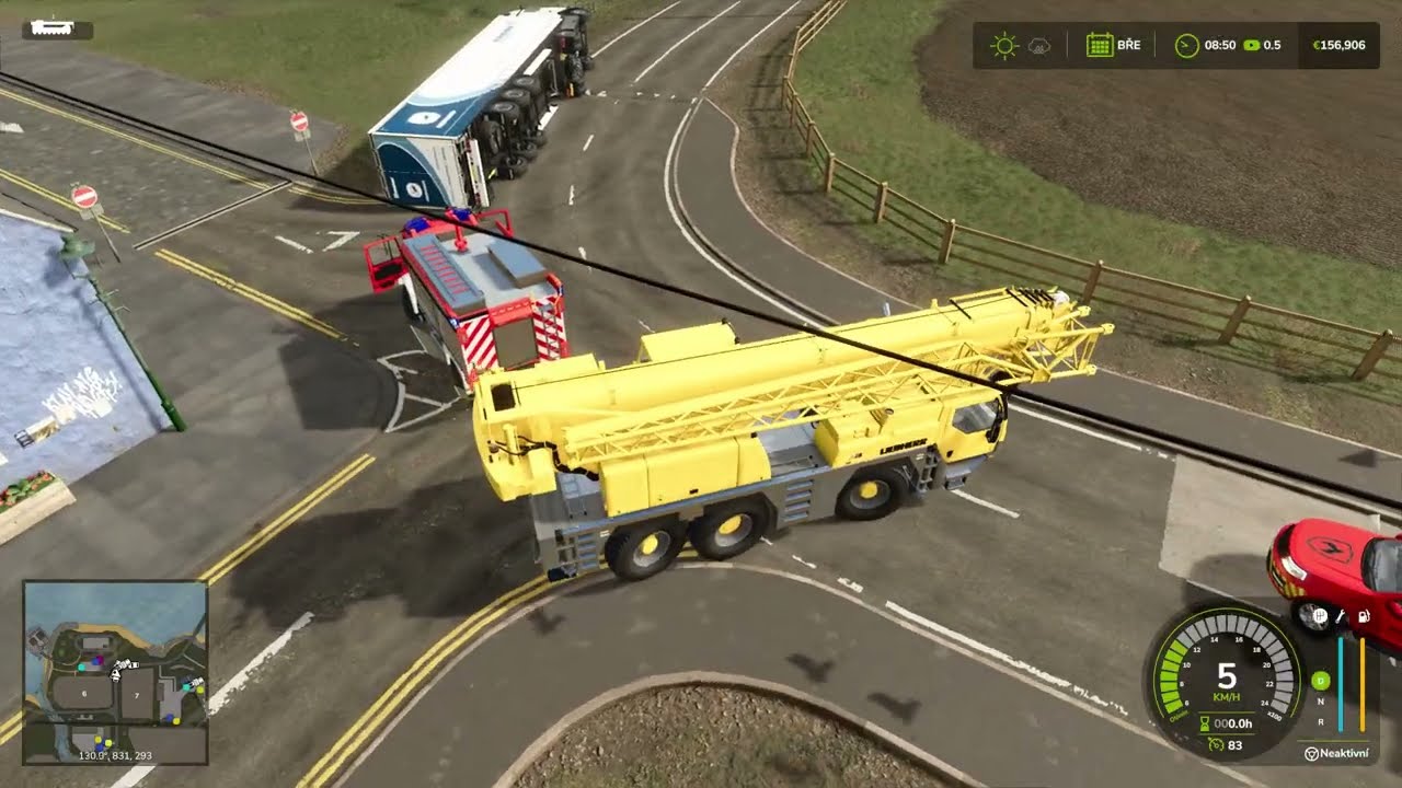 Farming Simulator 25 Highlands. Actros L accident recovery using a crane and excavator