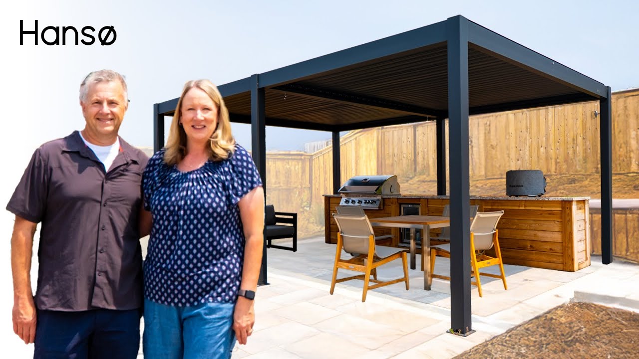 Hanso Pergola Review: Contemporary Outdoor Kitchen Setup in Rescue, CA