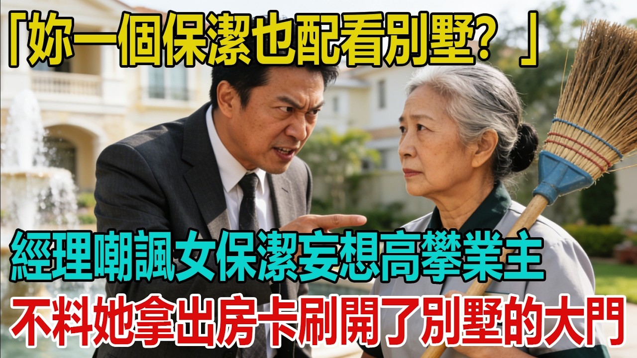 「妳一個保潔也配看別墅？」經理嘲諷女保潔妄想高攀業主，下一秒她拿出房卡刷開了別墅的大門...經理竟嚇到當場癱軟在地！