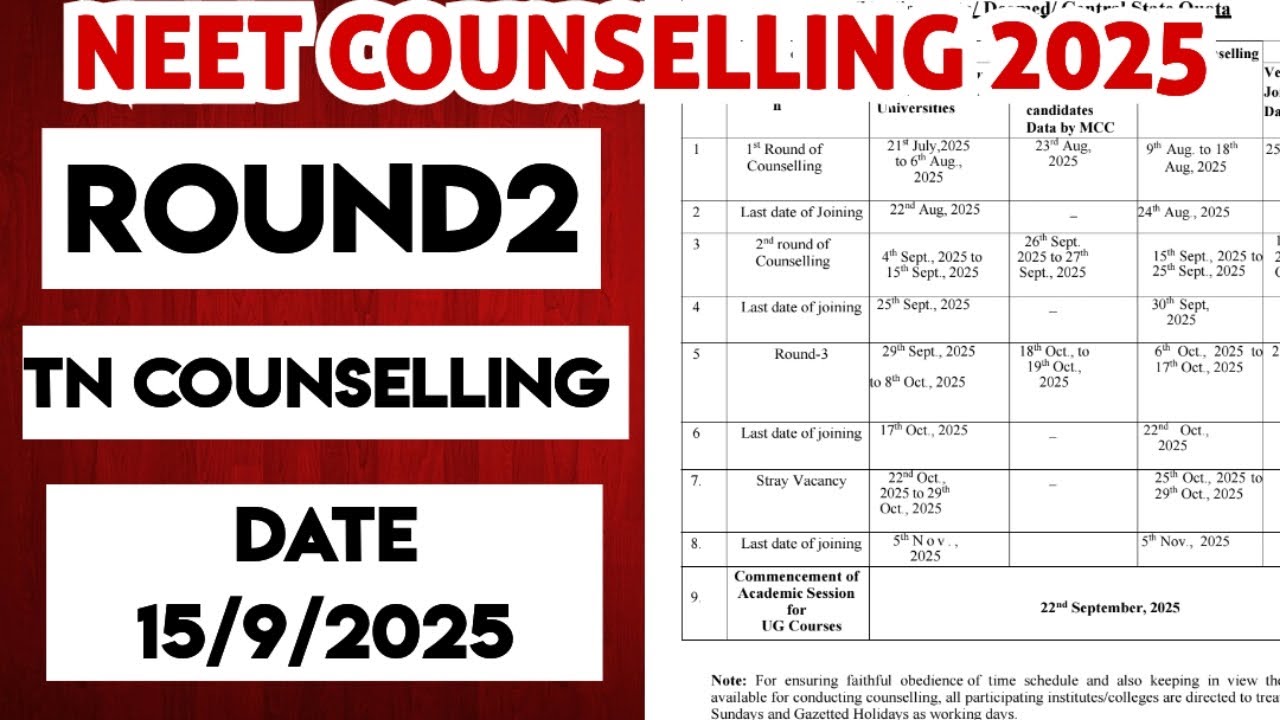 NEET COUNSELLING 2025|ROUND2|Tn medical selection|Counselling schedule update|2025|