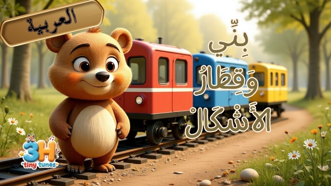 🚂🐻 بيني وقطار الأشكال | أغنية الأشكال للأطفال | دائرة مربع مثلث | 3H Tiny Tunes