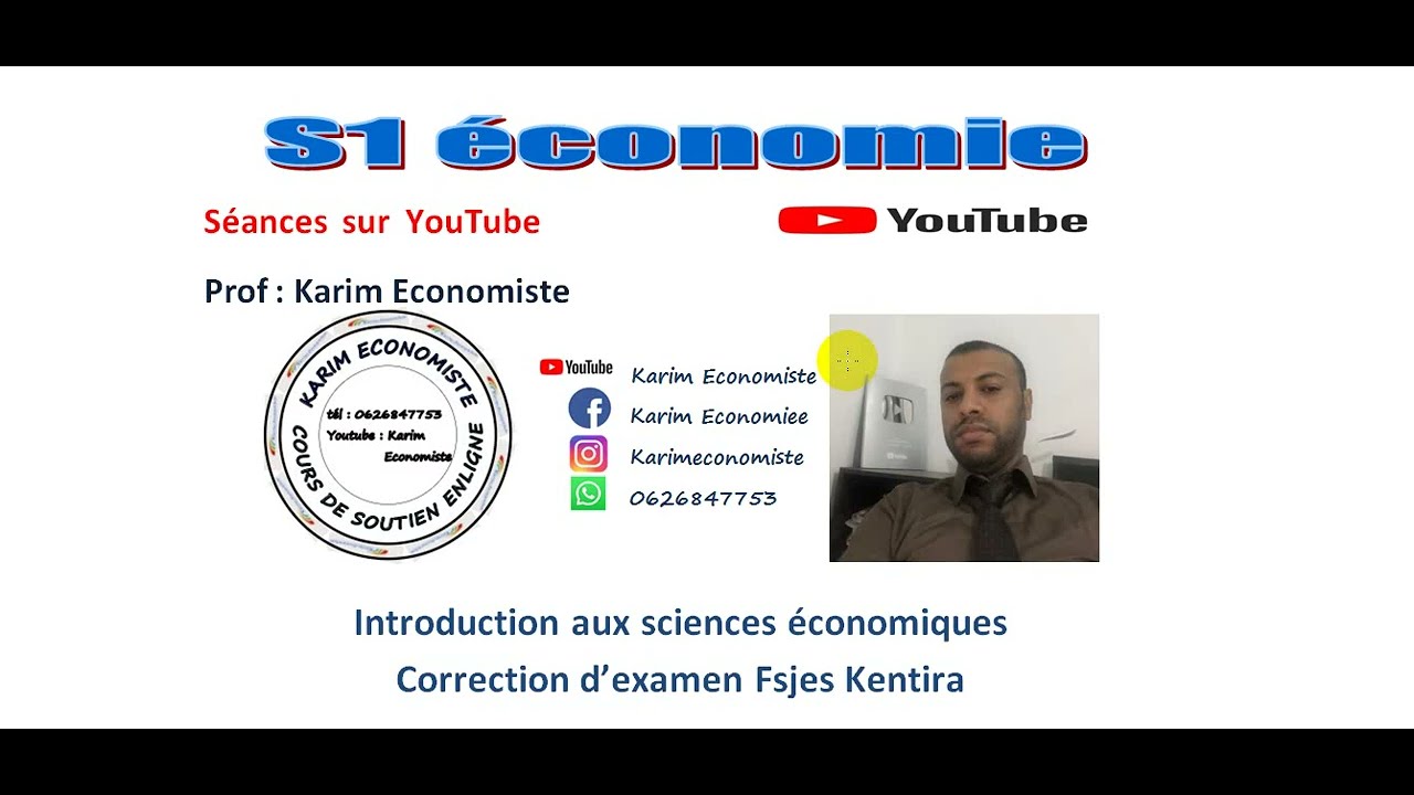 Introduction aux sciences économiques S1 Correction d'examen Fsjes Kenitra