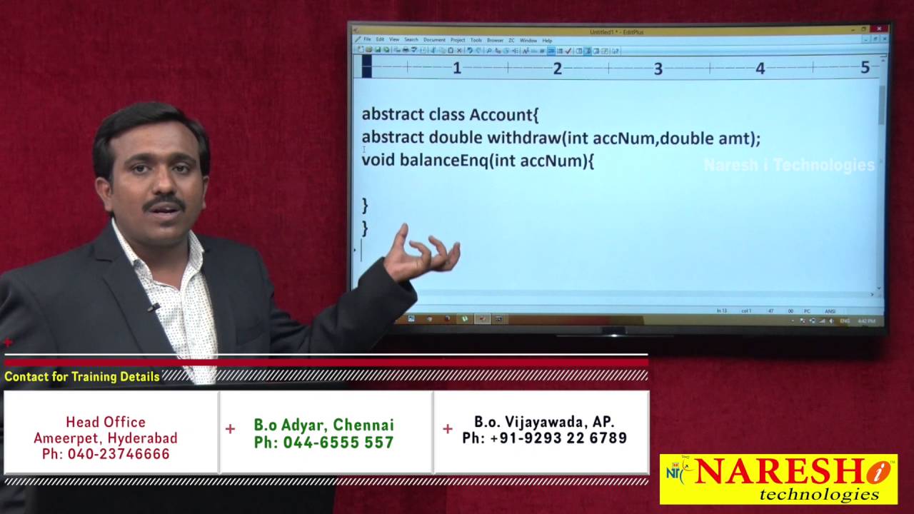 Abstract Class and Abstract Methods | Java Tutorial|By Mr.Satish.B