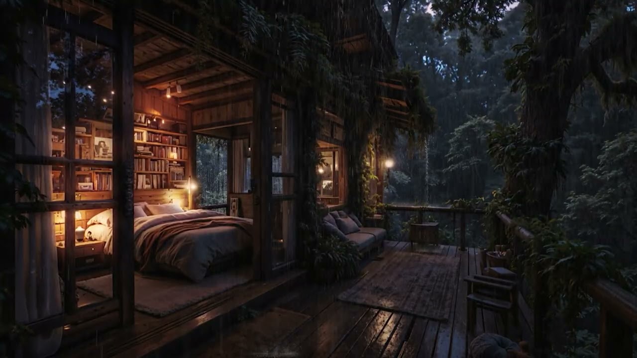 Gentle Rain Falling on a Quiet Forest Cabin 🌲 | Peaceful Rain Sounds for Deep Sleep