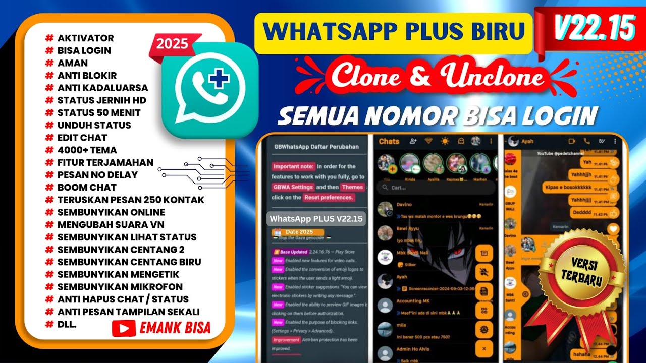 whatsapp plus biru 22.15 versi terbaru 2025 |||  wa plus 2025 ||| whatsapp mod versi terbaru 2025