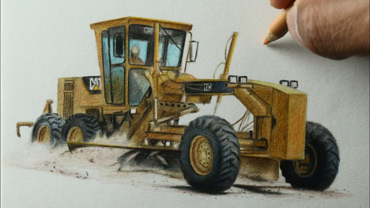 Como desenhar uma Motoniveladora CAT 120K (Caterpillar)