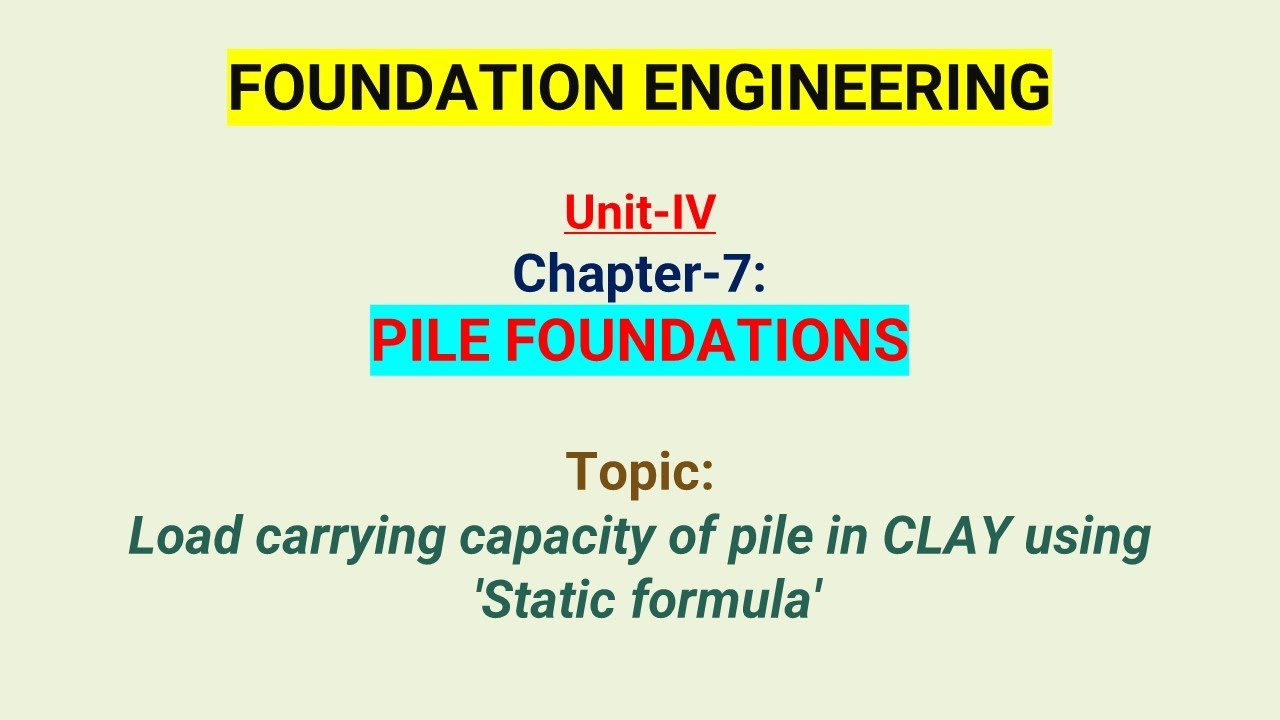 Load carrying capacity of pile in CLAY using 'Static formula'