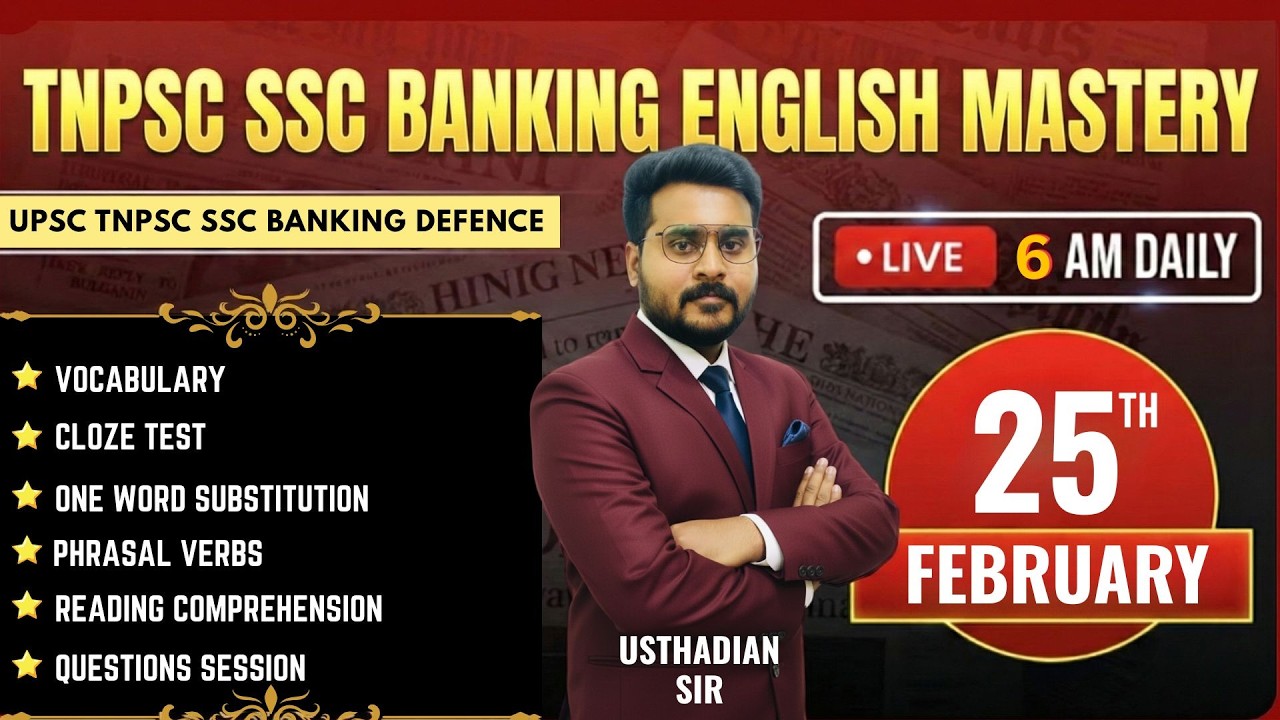 TNPSC General English | SSC & Banking | Daily Practice | 6 AM Live | USTHADIAN FEBRUARY 25 2026