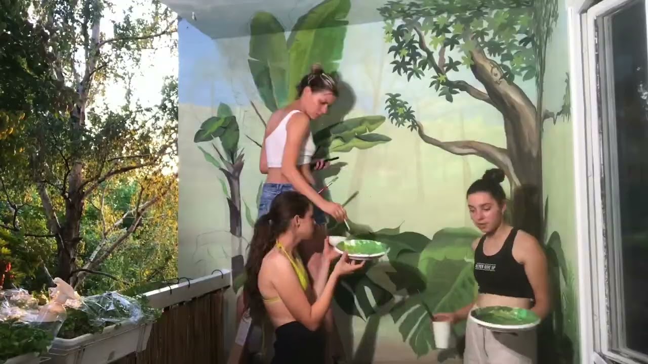Oslikavanje Zidova Jungle motivi - Timelapse 84h to 2:30min | Wallart mural