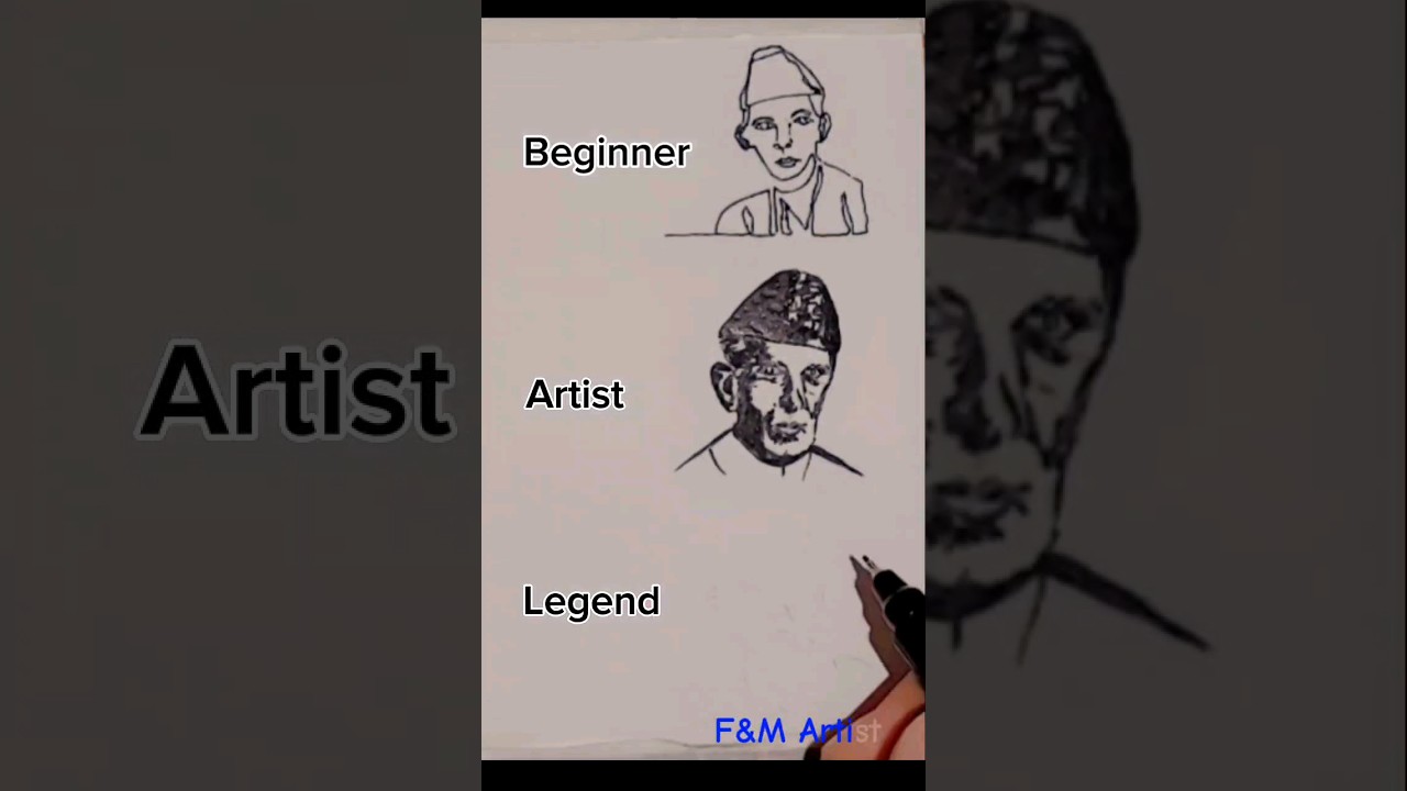 Quaid-e-Azam drawing🇵🇰 Easy | Normal | Hard #drawing #art #short #youtubeshorts